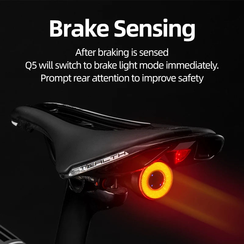 Cykel Bakljus, Intelligent Bromssensor LED Bakre Cykelljus USB Uppladdningsbar