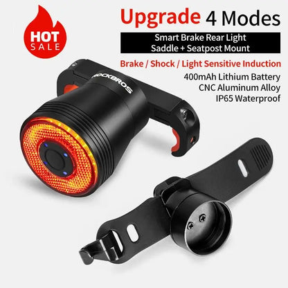 Cykel Bakljus, Intelligent Bromssensor LED Bakre Cykelljus USB Uppladdningsbar