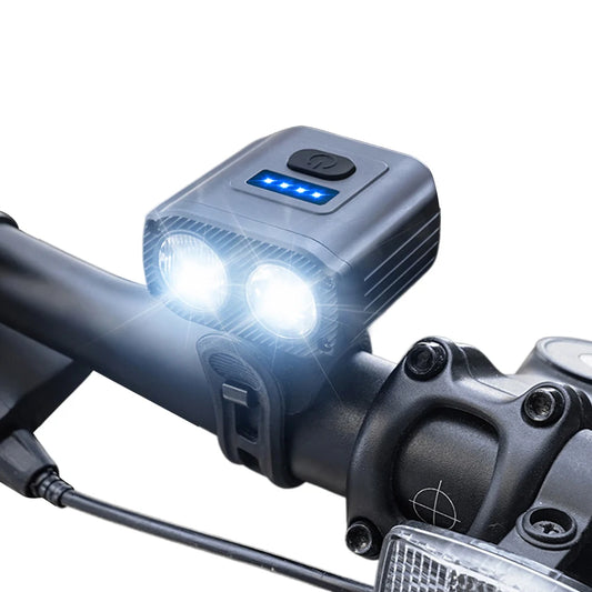cykel Framlampa Helljus Halvljus Cykelstyre Ficklampa USB Laddning MTB Road Bike Strålkastare 5 lägen Cykeltillbehör