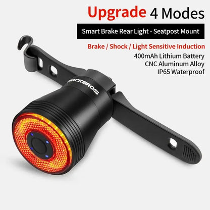 Cykel Bakljus, Intelligent Bromssensor LED Bakre Cykelljus USB Uppladdningsbar