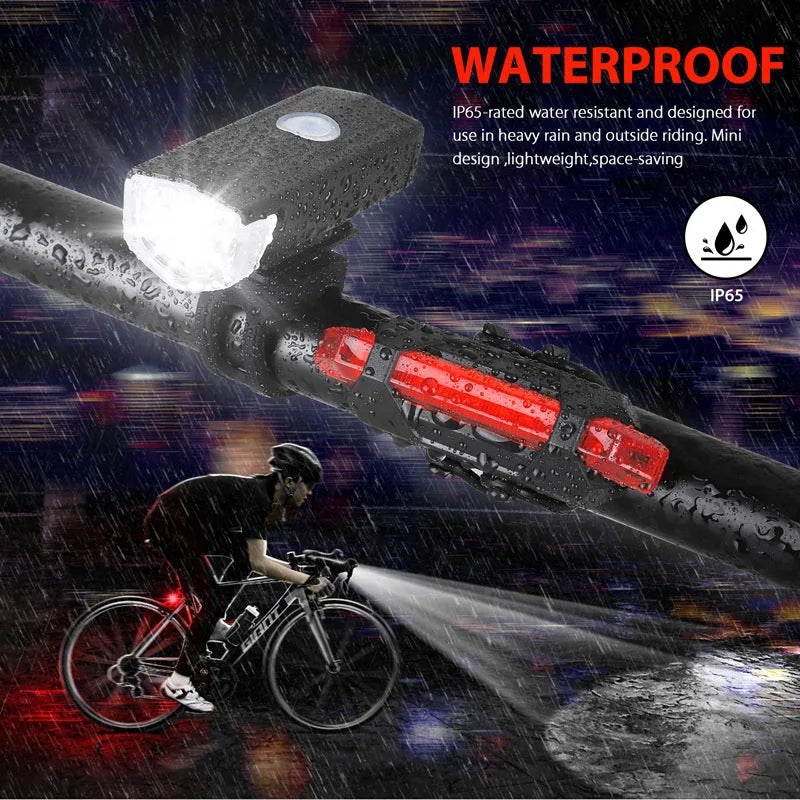 USB uppladdningsbart cykelljusset Framljus med bakljus Lätt att installera 3 lägen Cykeltillbehör för cykelväg MTB