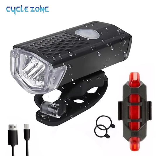 USB uppladdningsbart cykelljusset Framljus med bakljus Lätt att installera 3 lägen Cykeltillbehör för cykelväg MTB